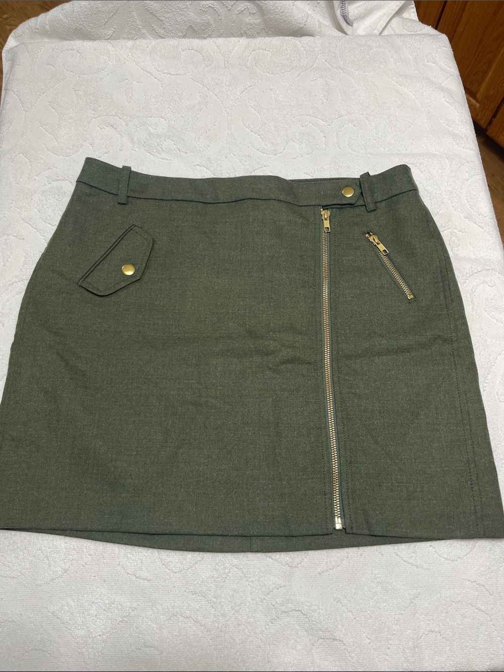J. Crew Military Green Wool Mini Skirt - Sz 10